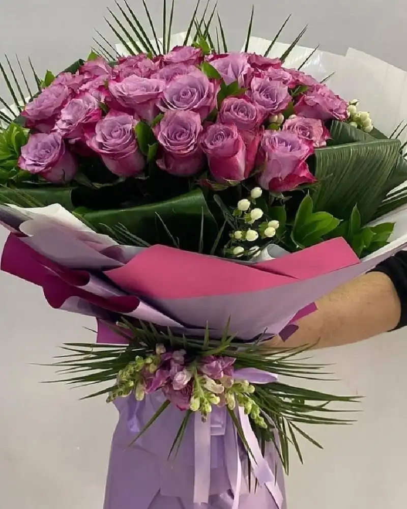 25 adet lila gül buketi